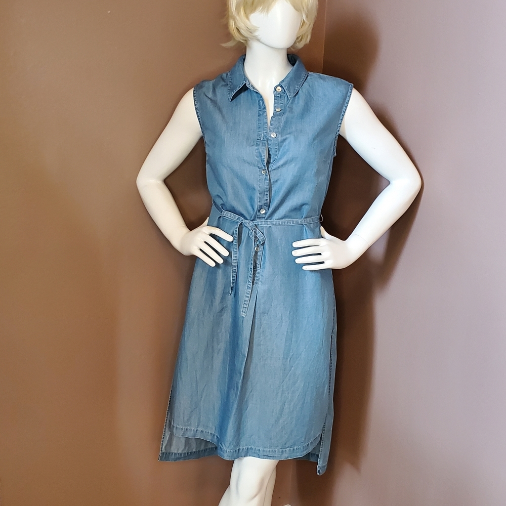 SOFT SURROUNDINGS chambray shirt dress size S